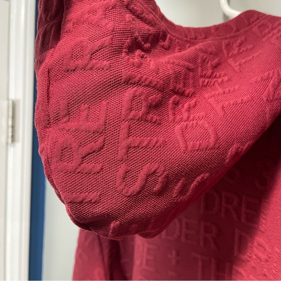 Adidas Men's Typography Tonal-Print Track Hoodie Sweatshirt Brick Red Size XL - Picture 10 of 14